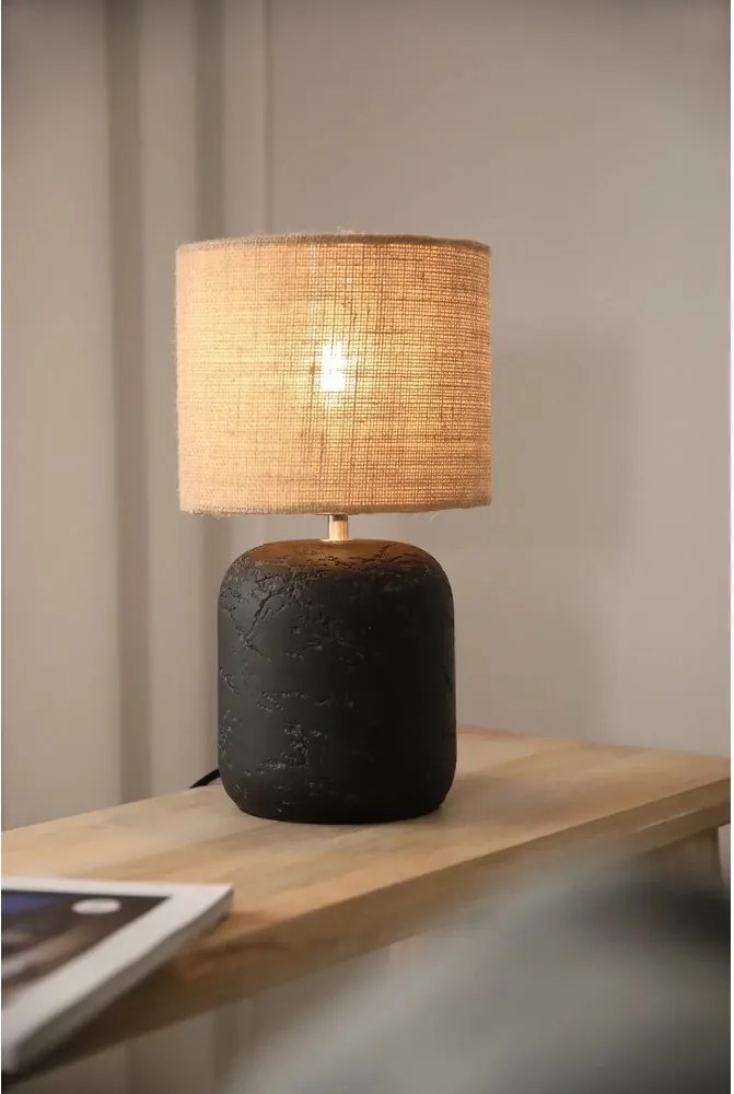 Veioză negru-natural cu abajur din iută (înălțime 32,5 cm) Montagna – Markslöjd