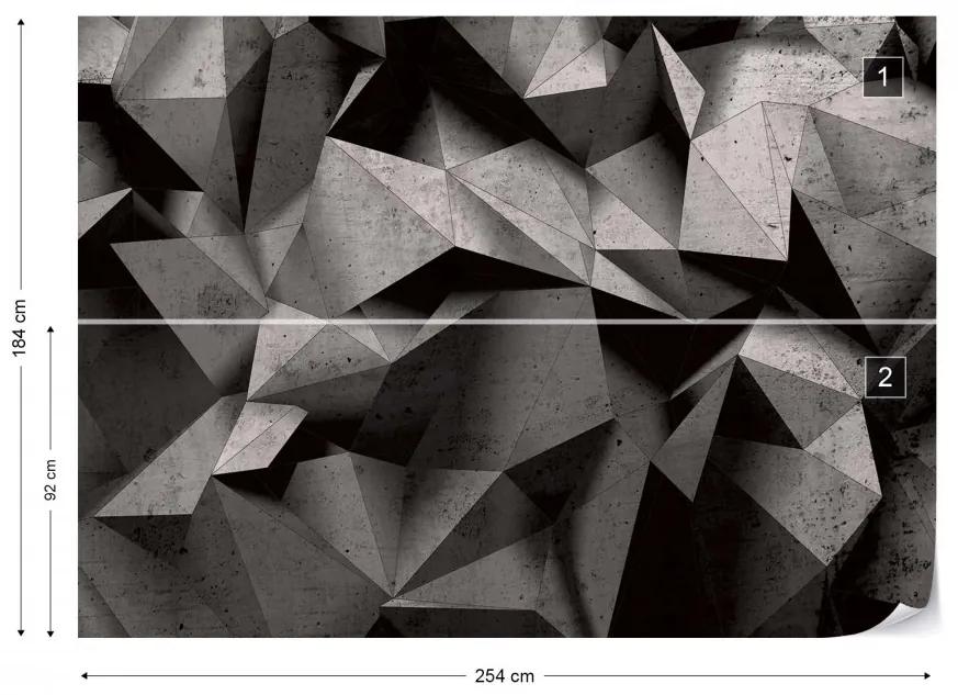 Fototapet - 3D Polygon Concrete - gri inchis