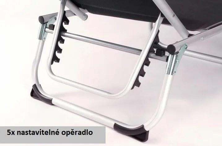 Șezlong – pliabil, cu copertină de umbrire, negru 178 cm