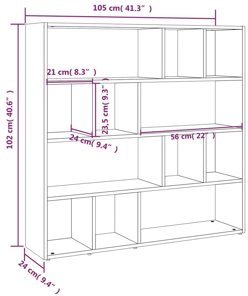 Biblioteca Separator camera, stejar sonoma, 105x24x102 cm Stejar sonoma, 1