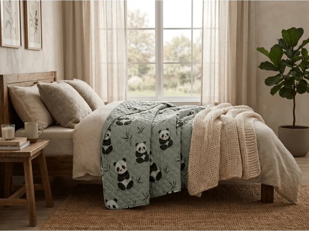 Cuvertura de pat PANDA RELAX verde Dimensiune: 170 x 210 cm