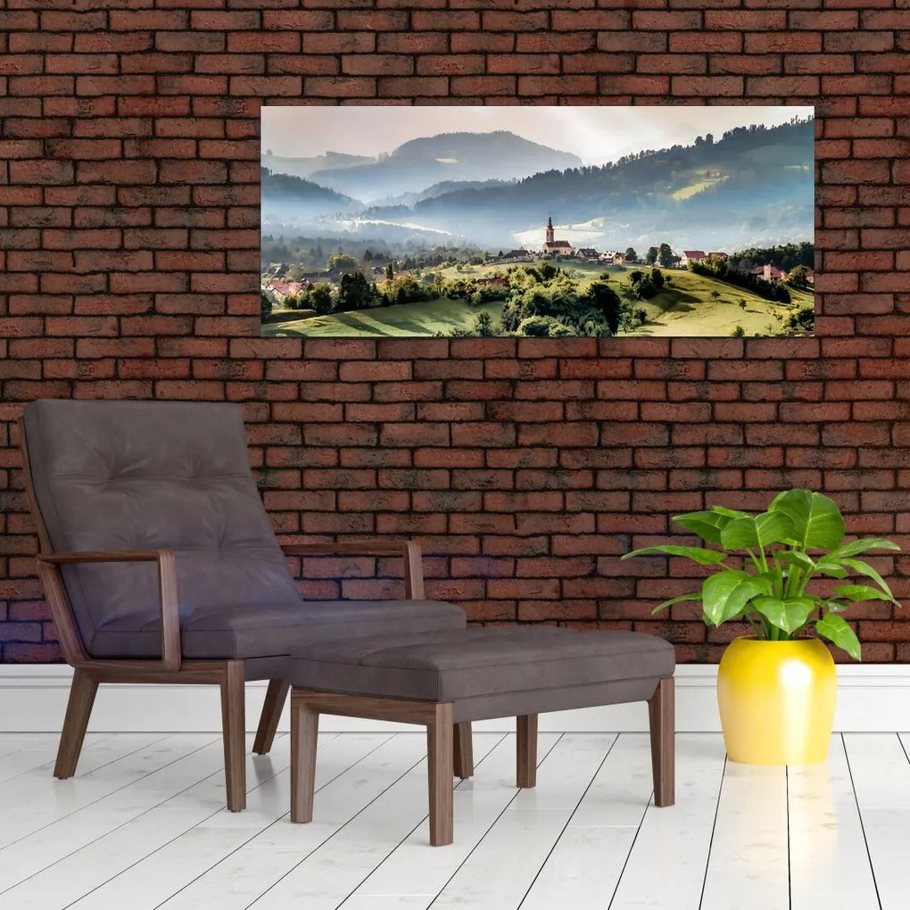 Tablou - sătuț în ceață (120x50 cm)
