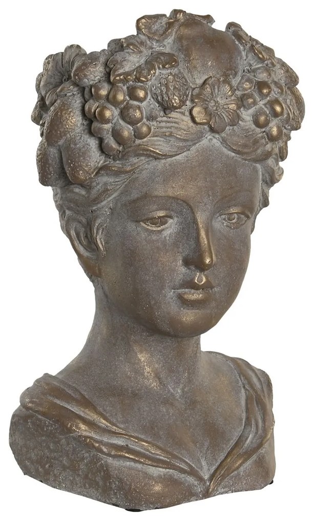Ghiveci Face Woman din ciment auriu 21x35 cm