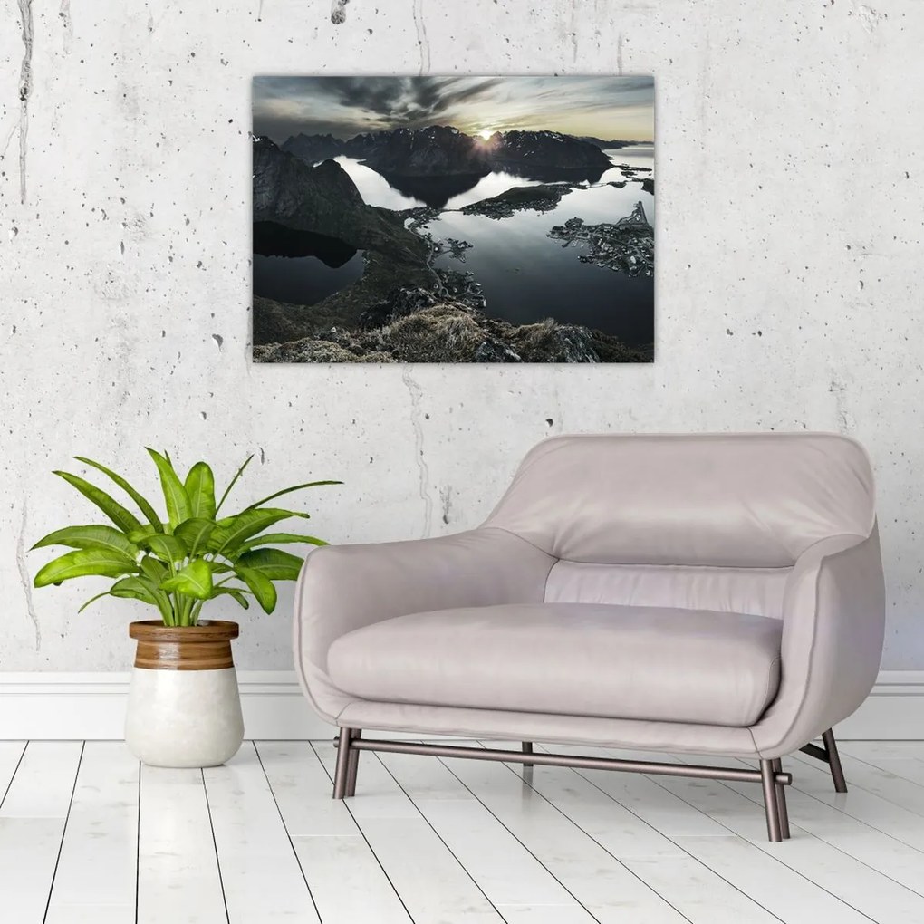 Tablou pe sticlă - Munții norvegieni (70x50 cm)