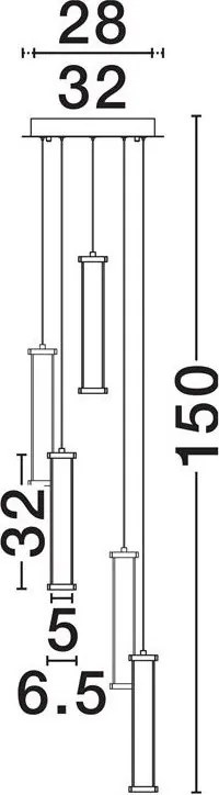 Lustra cu 5 pendule LED 2700K PHEME auriu periat