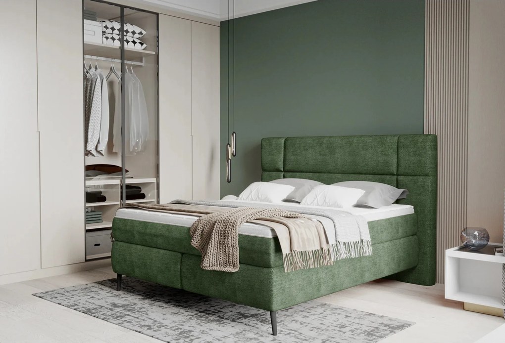 Pat boxspring LUCIO 140x200, personalizabil materiale Gama Premium, cu
