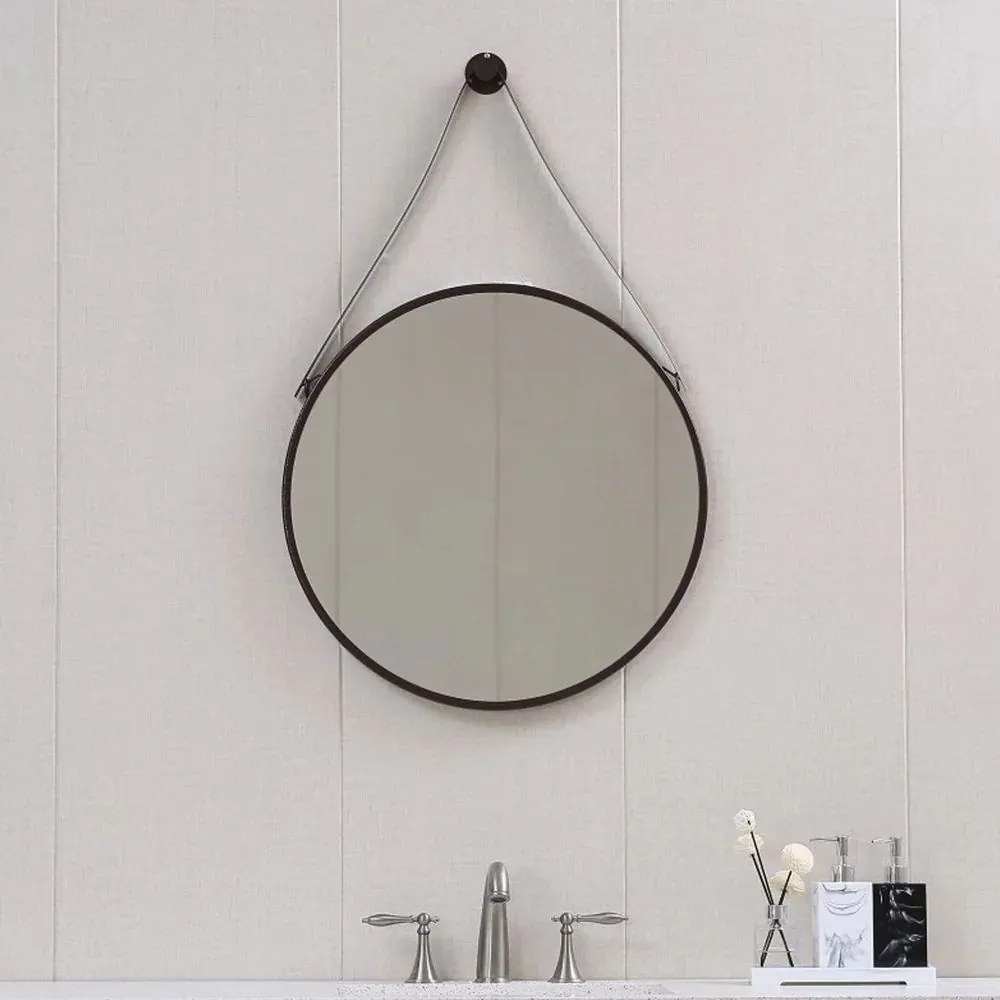 Oglinda rotunda Inter Ceramic Ablena 60 cm cu rama finisaj negru mat