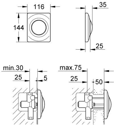 GROHE 37018SH0 - Placă de acționare SURF 116 × 144 mm, albă
