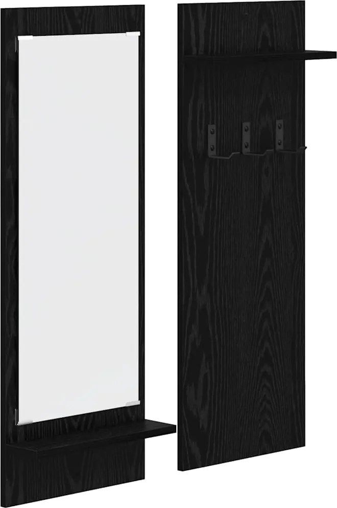 vidaXL Răcător de paltoane montat pe perete cu raft Stejar Negru