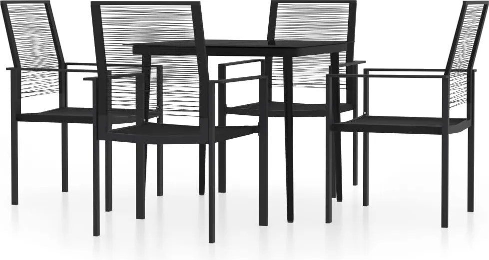 vidaXL Set de servit masa pentru grădină, 5 piese, negru