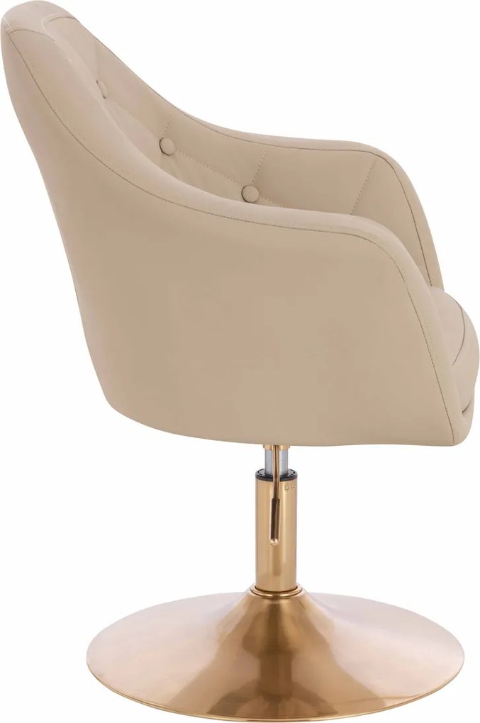 HR831N Scaun Crem Piele Ecologica Premium Soft cu Bază Aurie