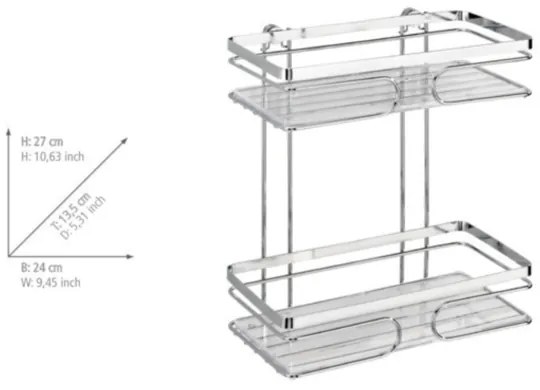 WENKO 20410100 - Raft PREMIUM din oțel inoxidabil, 24 x 27 cm, inox/argintiu