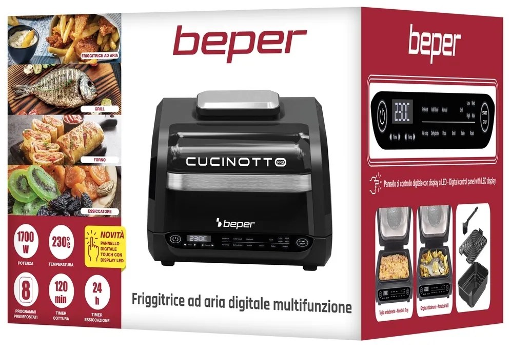 Beper P101FRI081 friteuză multifuncțională cu aercald Cucinotto Pro