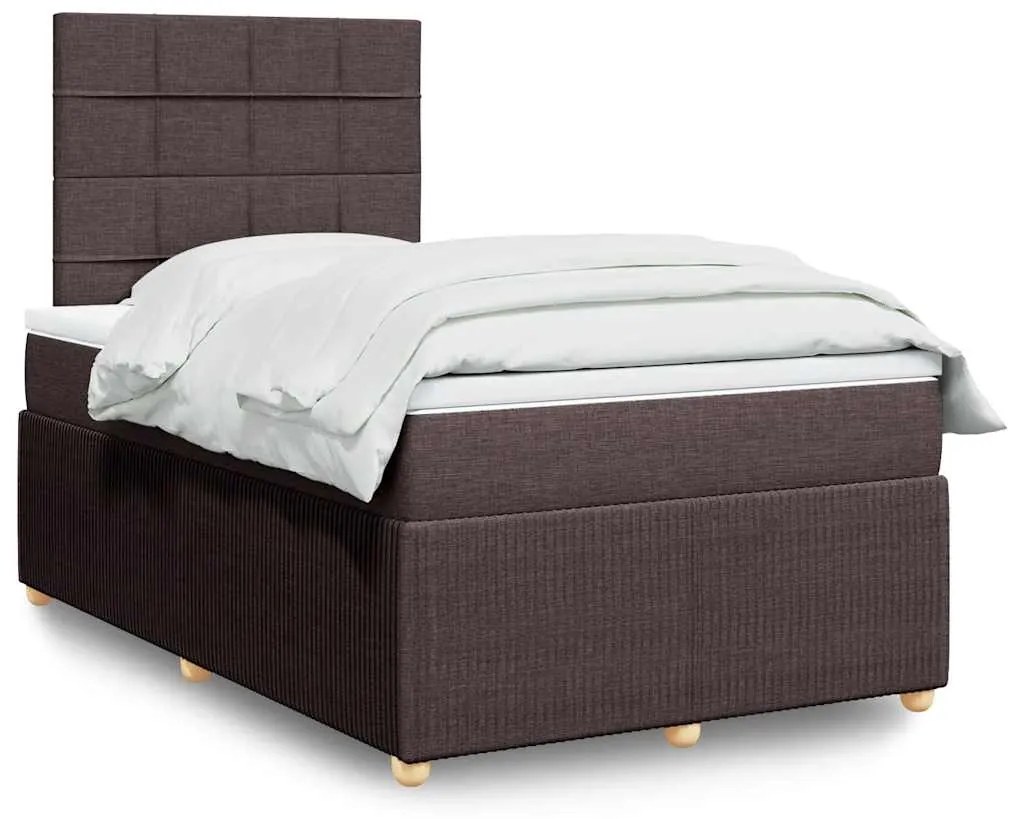 vidaXL Pat box spring cu saltea, maro închis, 120x200 cm, textil