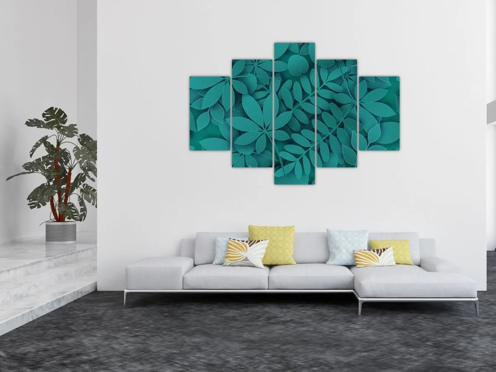 Tablou - Frunze turcoaz (150x105 cm)