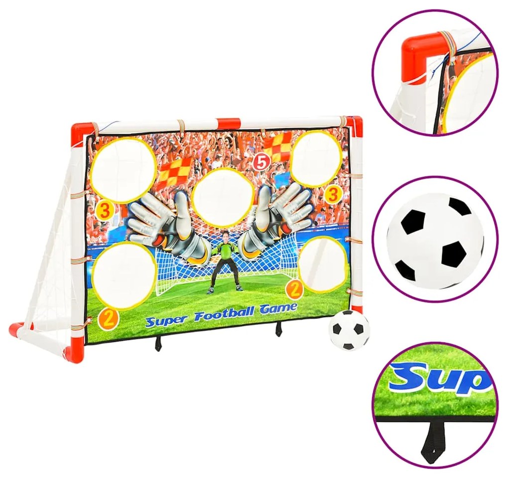 vidaXL Set poartă de fotbal copii cu perete de poartă 120x51x77,5 cm