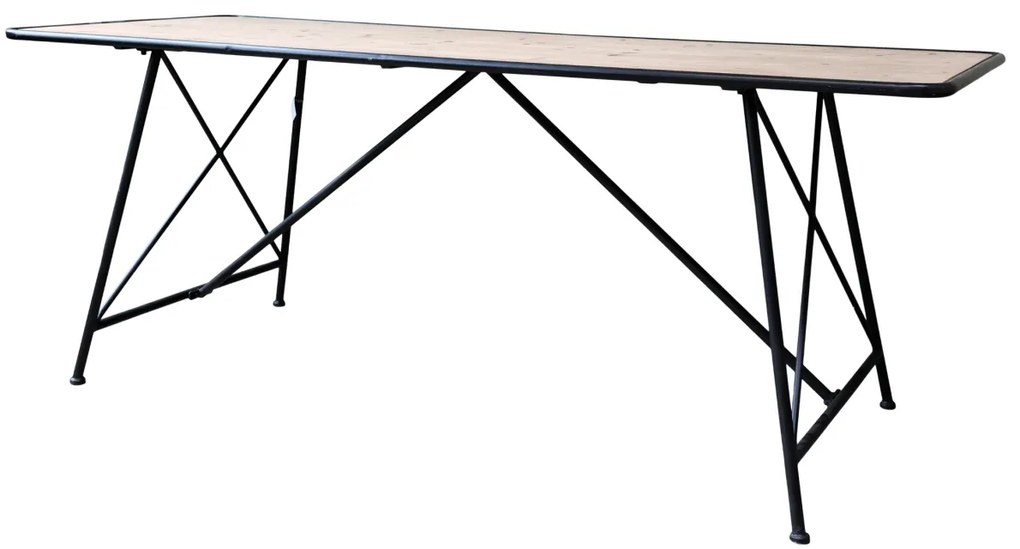 Masa dining, din lemn masiv si MDF, Factory