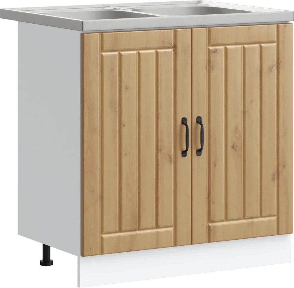 vidaXL Dulap baza chiuvetă Lucca 2 pcs Stejar Artizanal Lemn compozit