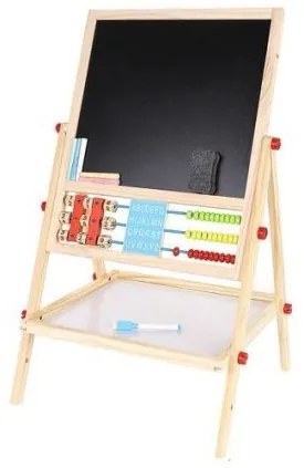 Tabla educativa tip sevalet, cu 2 fete, socotitoare, lemn, 41x32x67 cm, Kruzzel