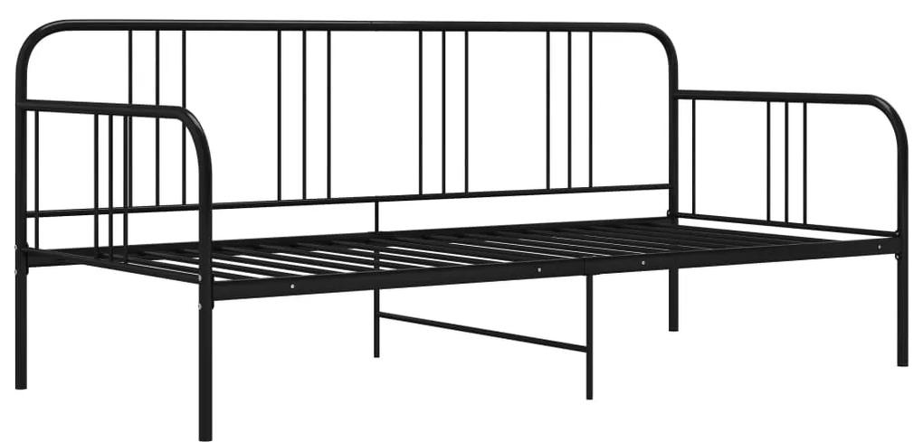 Cadru de pat canapea, negru, 90 x 200 cm, metal Negru