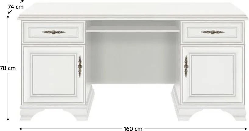 Masă PC, alb alpin, KENTAK BIU2D2S
