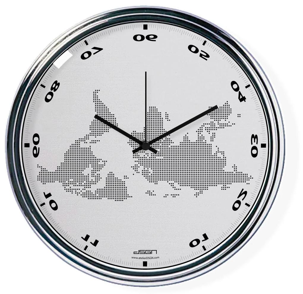 Ceas invers cu o hartă mondială 2 - gri deschis, diametru 32 cm | DSGN