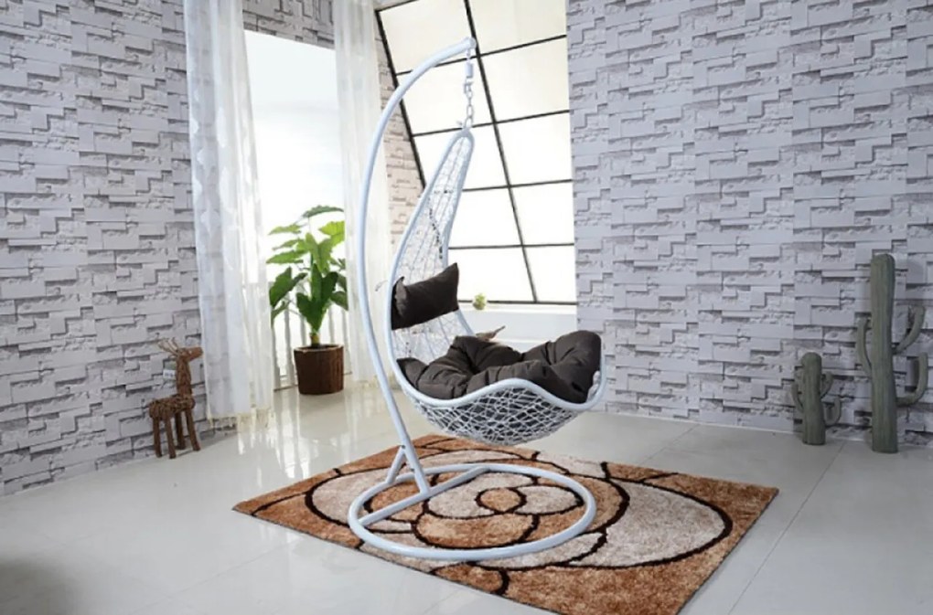 Leagan/balansoar gradina Gandia, Heinner, 80x102x124/195 cm, alb/gri