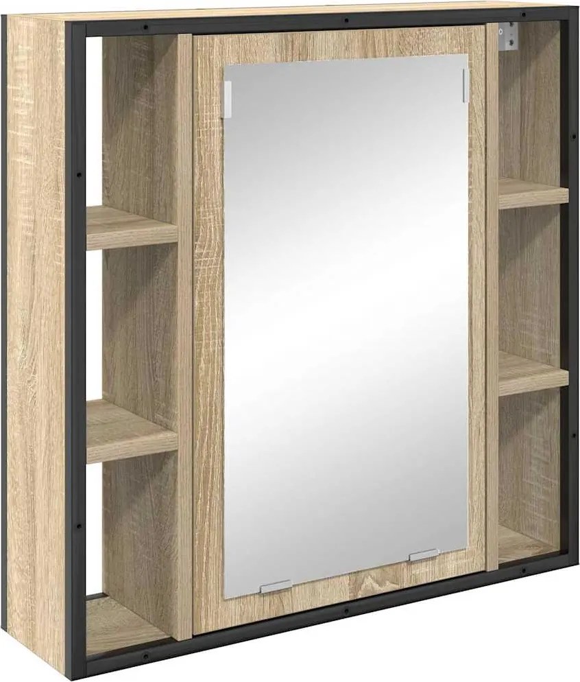 vidaXL Dulap cu oglindă Stejar Sonoma 60 x 16 x 60 cm Lemn compozit