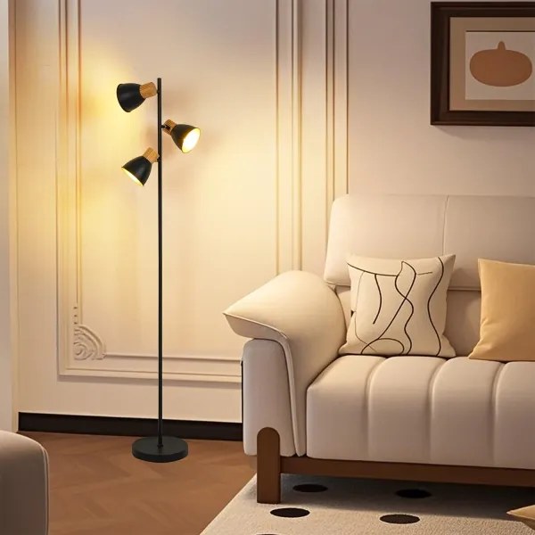 Brilagi - Lampă de podea ODENSE 3xE14/10W/230V lemn/negru