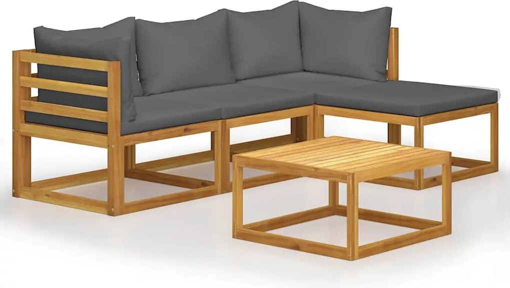 vidaXL Set mobilier grădină cu perne, 5 piese, lemn masiv acacia