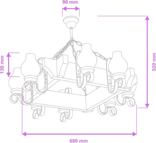 Lustră pe lanț Brilagi QUEEN 8xE14/40W/230V fag/nuc