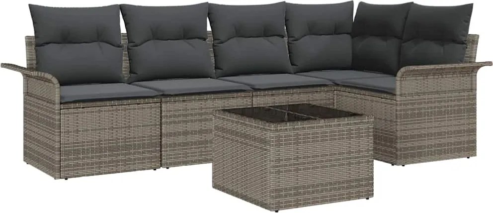 vidaXL Set de canapele pentru grădină cu pernă Manual 6 pcs poliratan