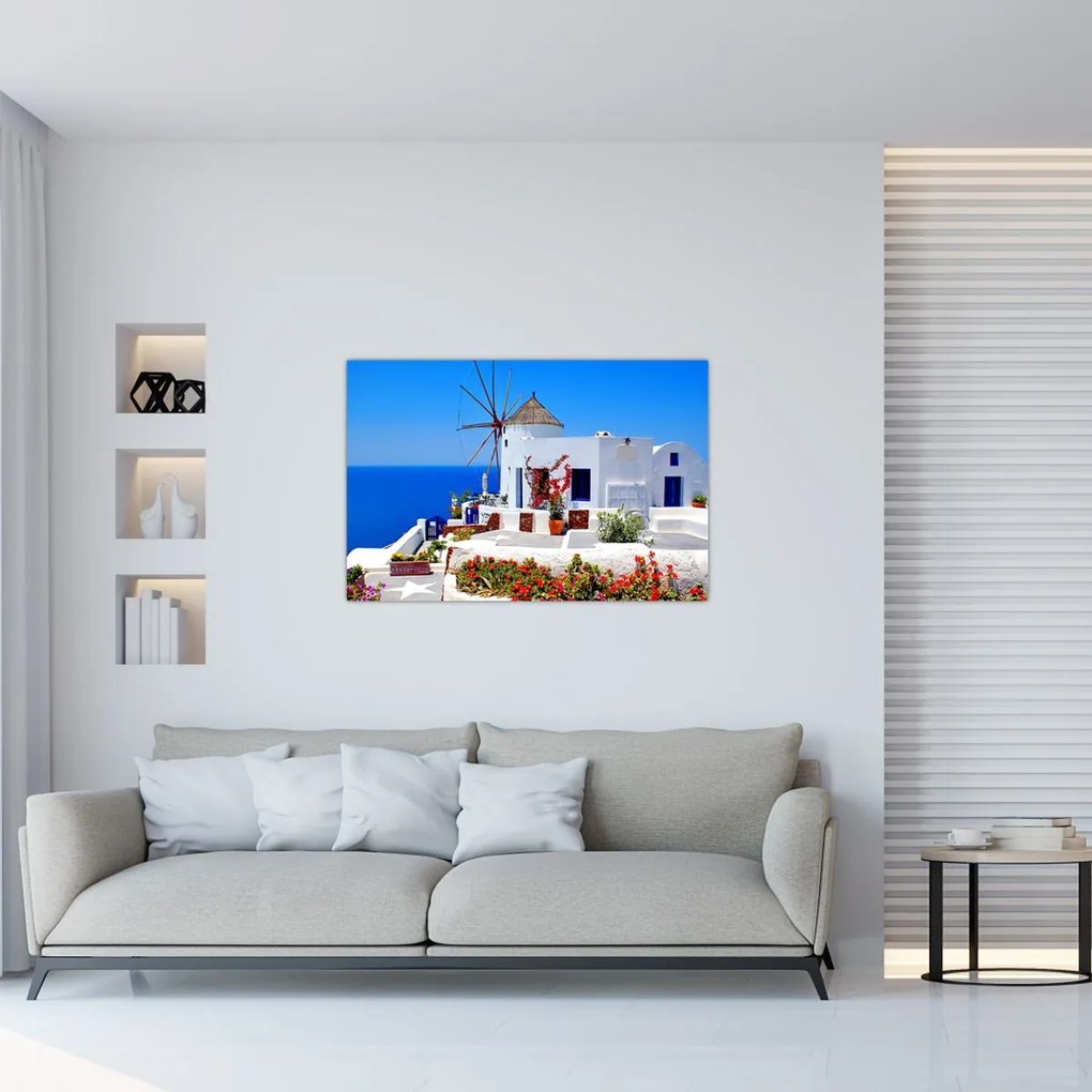 Tablou - Casă mică în Grecia (90x60 cm)