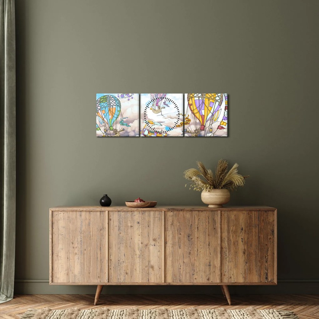 Tablou - Expediție în nori (cu ceas) (90x30 cm)
