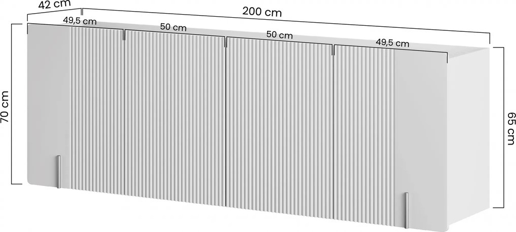 Comodă suspendată cu patru uși Malmi 200 cm - cașmir / auriu