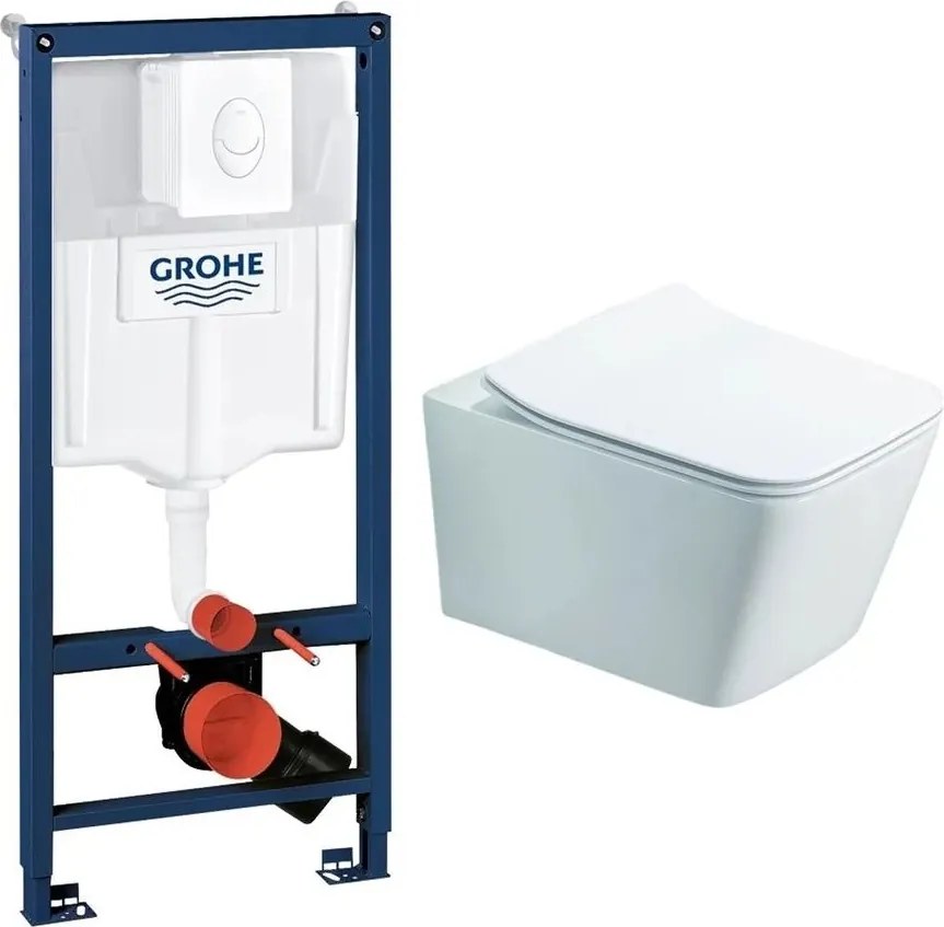 Set rezervor incastrat Grohe Rapid SL pentru vas WC cu clapeta alba Skate Air plus vas WC Rune Jord alb cu capac softclose