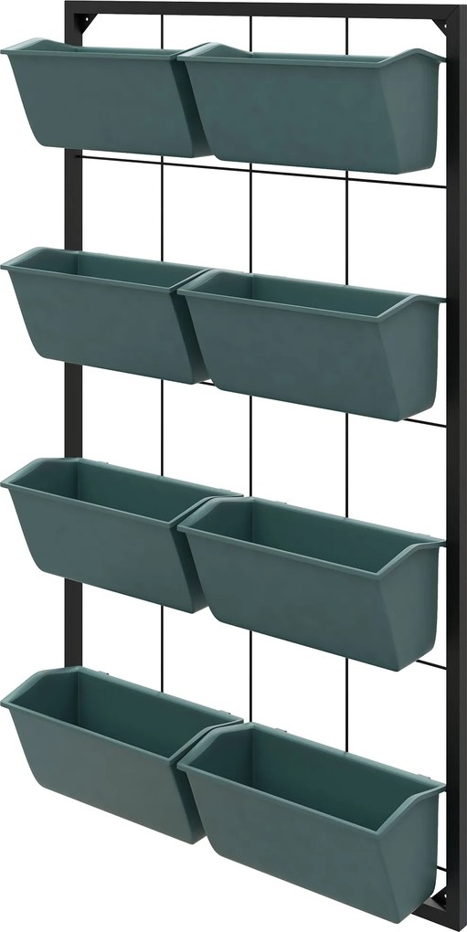 Outsunny Suport pentru Plante, 8 Ghivece Stivuibile, Rezistente la Intemperii, 52.5 x 14 x 90 cm, Gri + Negru | Aosom Romania