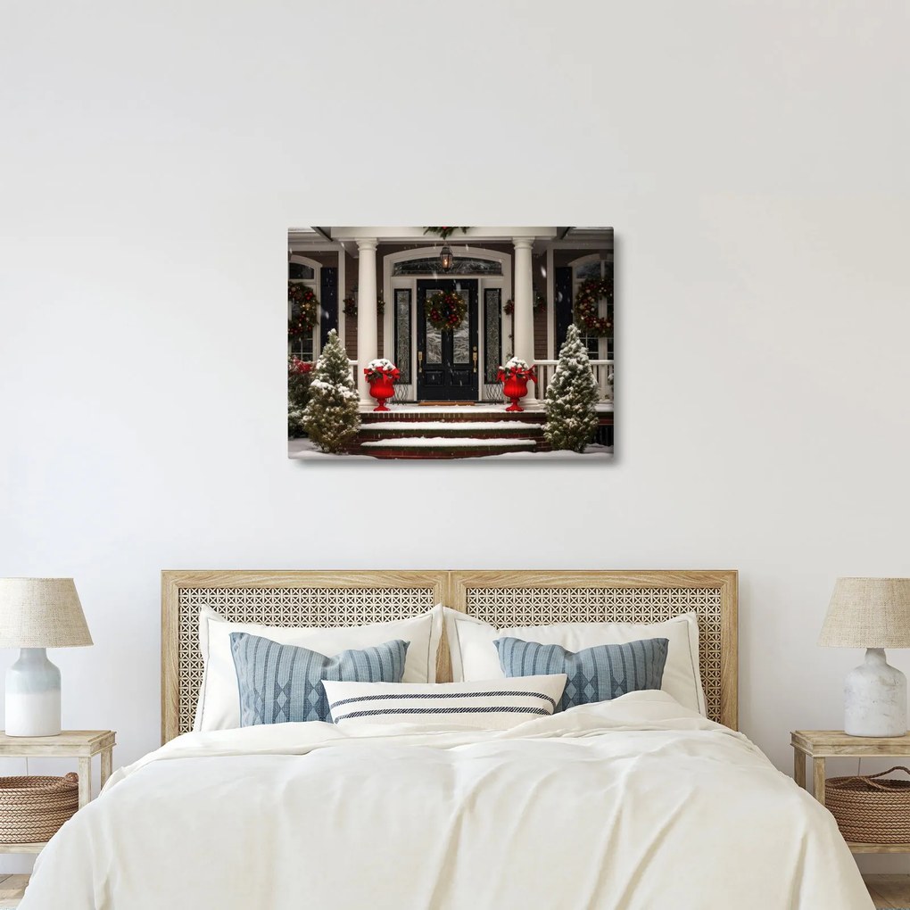 Tablou - Casa decorată de Crăciun (70x50 cm)