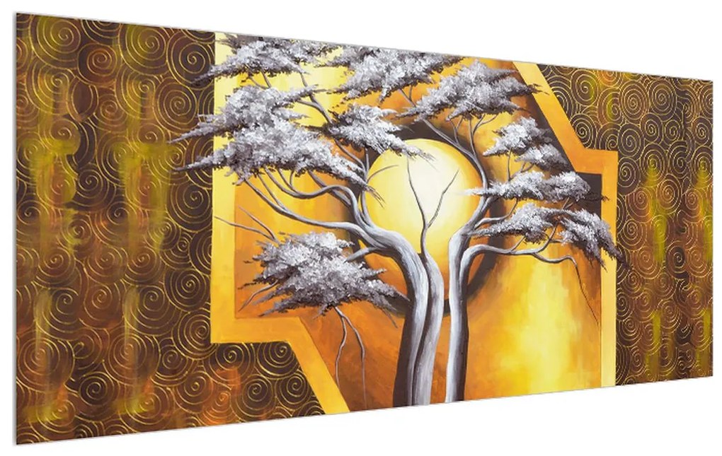 Tablou oriental cu cu pom și soare (120x50 cm), în 40 de alte dimensiuni noi