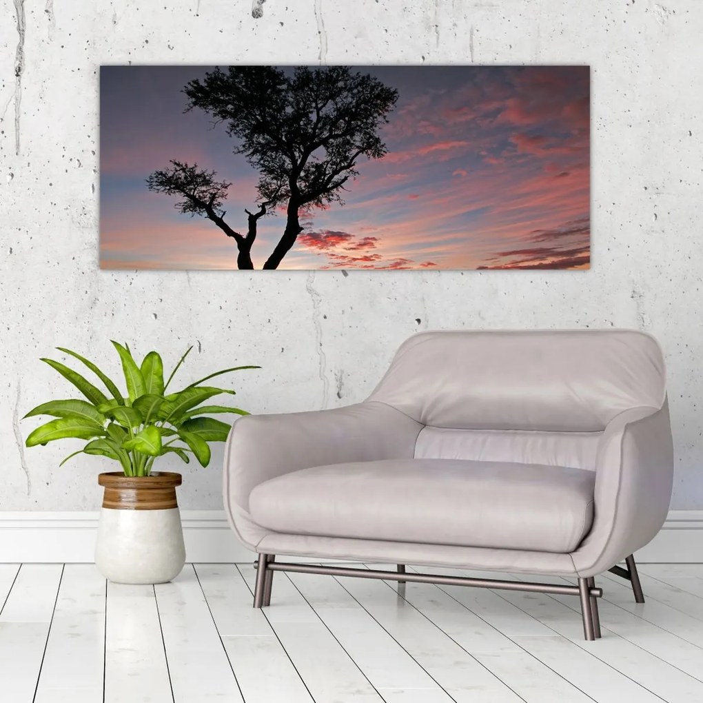Tablou - Copac și nuanțe roșiatice (120x50 cm)