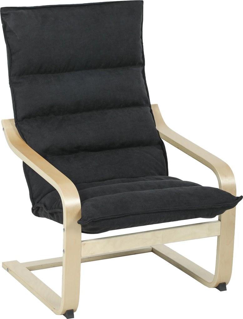 HOMCOM Fotoliu Modern pentru Living cu Spătar Înalt Căptușit, Picioare din Lemn și Tapițerie din Catifea 67x83x105 cm Negru | Aosom Romania