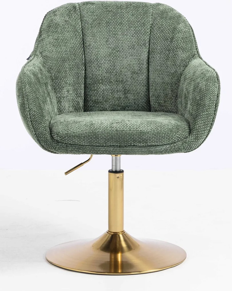 HR2055N Scaun Verde Salvie Grid Premium cu Bază Aurie