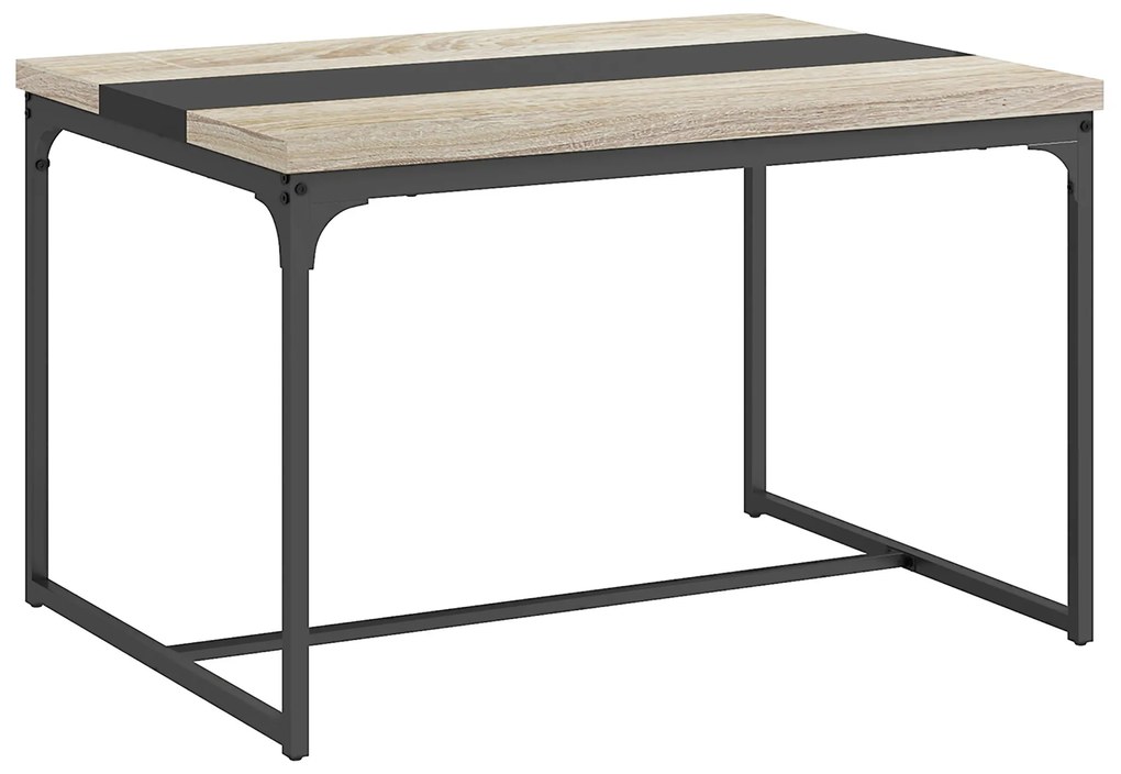 HOMCOM Masă de dining pentru 6 persoane, stil industrial în metal negru și lemn, dim. 120L x 89l x 75,5H cm | Aosom Romania