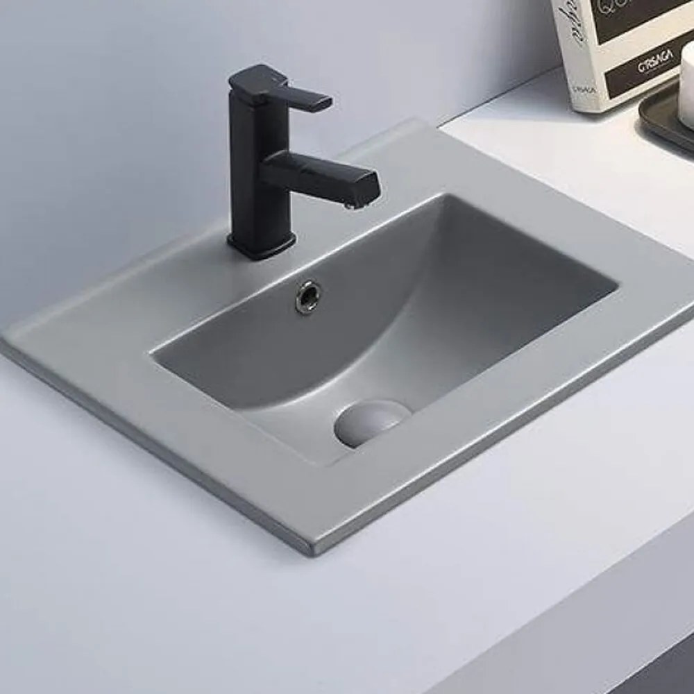 Lavoar pe mobilier Inter Ceramic gri mat 61 cm