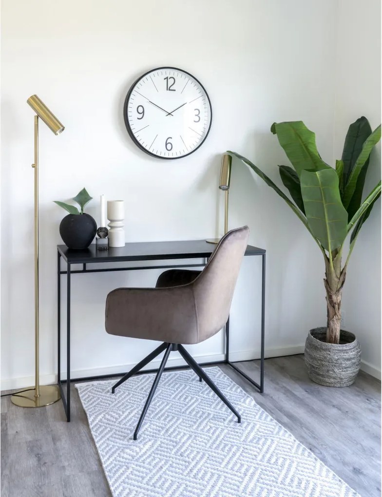 Ceas de perete Biel, plastic, negru, alb, silențios, 51 cm