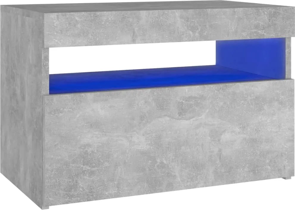 vidaXL Noptieră cu lumini LED, gri beton, 60x35x40 cm