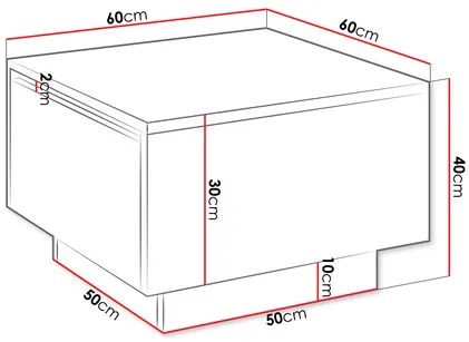 Măsuță de cafea Nasonat 60 x 60 (lucios Alb) (cu sp. depozitare). 1103743
