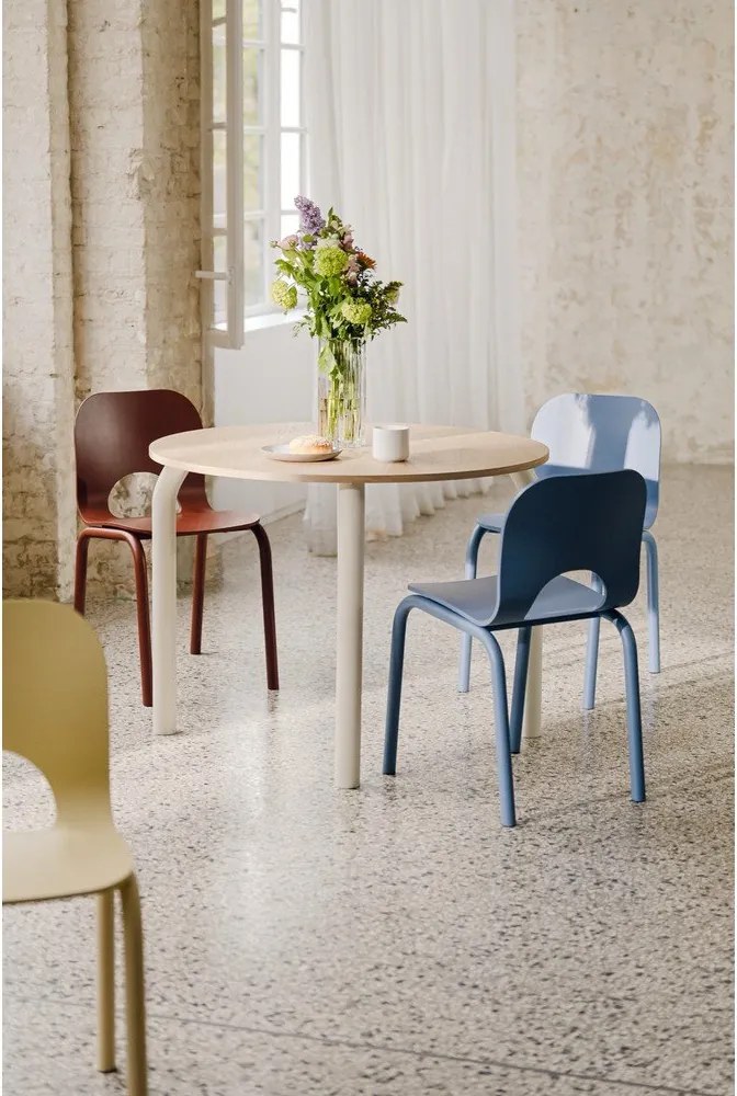 Masă de dining rotundă cu blat cu aspect de lemn de stejar ø 100 cm Meko – noo.ma