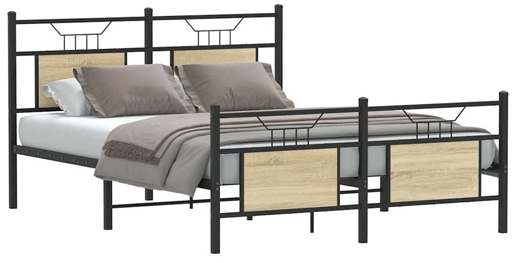vidaXL Cadru pat fără saltea stejar sonoma 150x200 cm lemn prelucrat