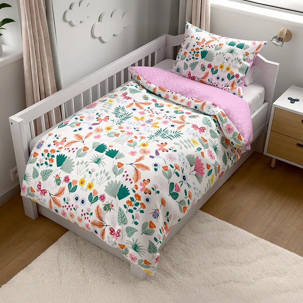 Lenjerie de pat din bumbac pentru patut LUNETTA roz Dimensiunile lenjeriei: 45 x 65 cm | 90 x 135 cm